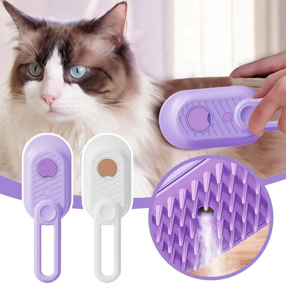 Escovas elétricas do cabelo do gato do pulverizador, escova de vapor fumegante para o cão, massagem Pet Grooming Comb, pentes da remoção do cabelo, 3 em 1
