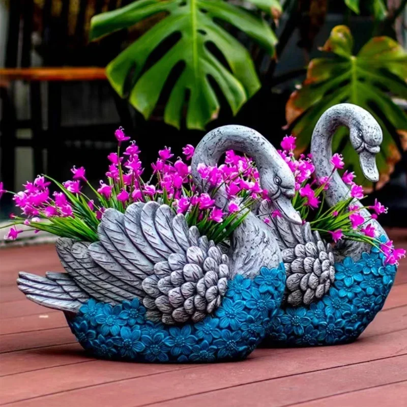 

Multi-styles Animal Cement Flowerpot Molds Swan Silicone Flower Pot Garden Cement Pot Molds