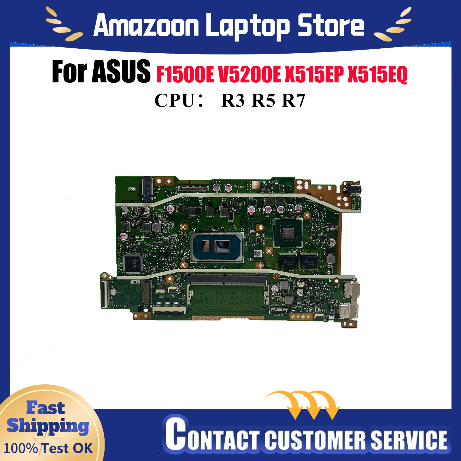 

X415EP Материнская плата для ноутбука ASUS VivoBook V5200E X515EP F1400E F1500E X515EQ V4200E X415E Материнская плата с процессором R3 R5 R7 OK tests