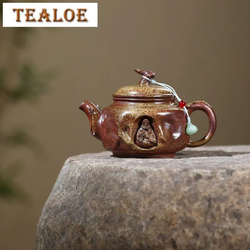 

320 мл древние фиолетовые глиняные чайники Исин ручной работы Bodhidharma горшок из необработанной руды фарфоровый грязевой чайник китайский чайный сервиз Zisha