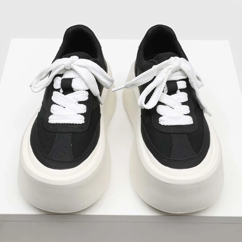 

Spring New Spliced Thick Soled Height Increasing Board Shoes Classic Fashionable College Style Daily Commuting Casual Shoes