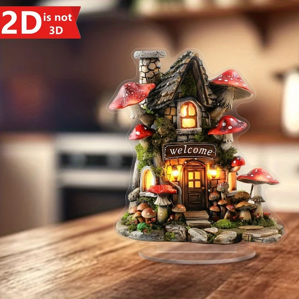 2D Mushroom House صائد الشمس مع قوس. مثالية للمنزل والمكتب وهدايا عيد الميلاد. #5