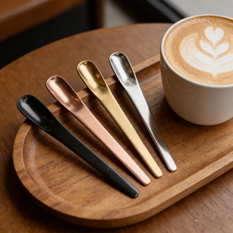 

1PCS Coffee Spoon Stainless Steel Flat Spoon for Dessert Small Coffee Scoop Mixer Stirring Bar Kitchen Tableware Spoon