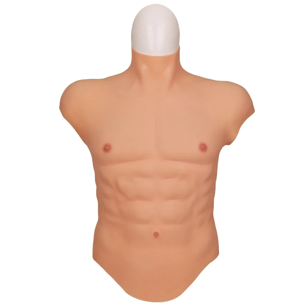 

Поддельные мышцы груди, живот Мачо, мягкий силиконовый человек, искусственная имитация мышц, версия с высоким воротником, косплей, кроссдресс