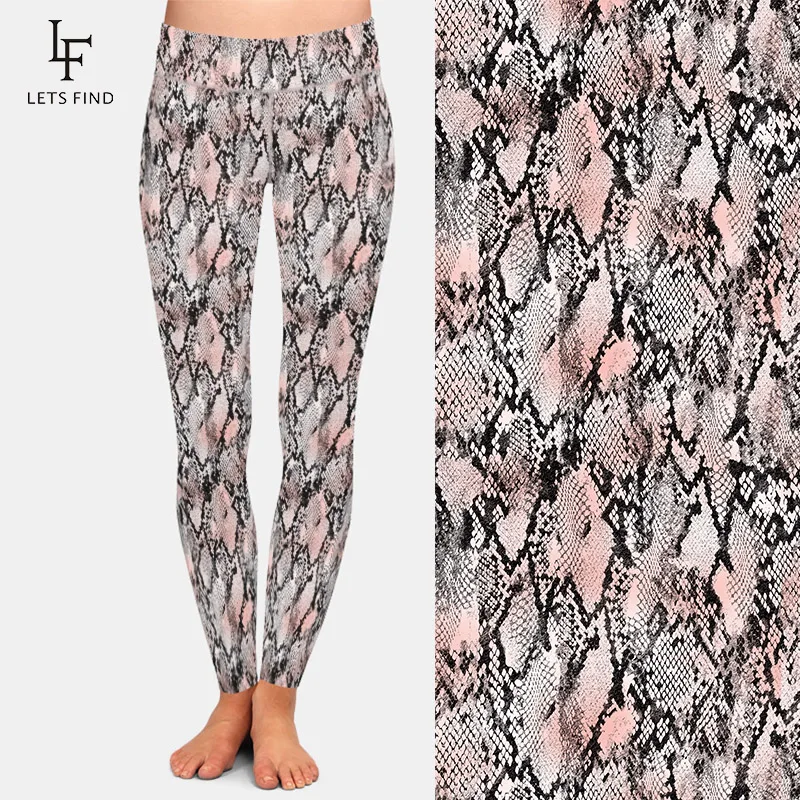 LETSFIND Sexy 3D Snake Skin Pattern Digital Printing Women Leggings New High Waist Soft Slim Fitness Leggings