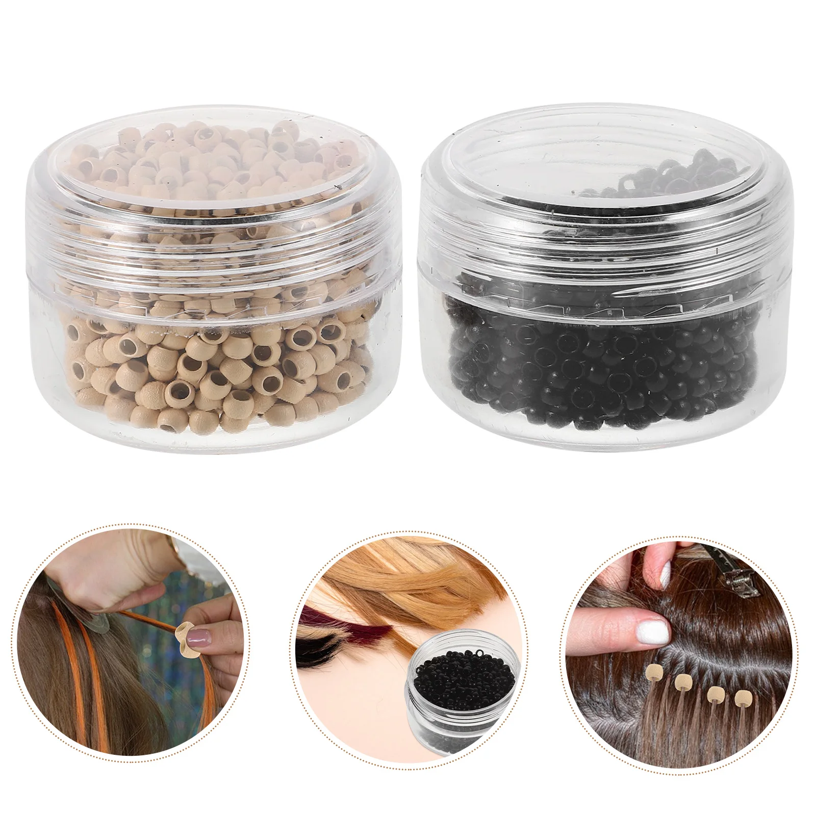 

3Mm Silicone Lined Nano Rings Micro Beads Hair Extensions Lightweight Copper Material Diy Styling Tools Black