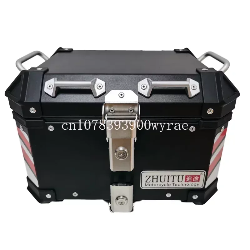 Popular durable motorcycle 36L aluminum tail box with steel quick release adapter lock