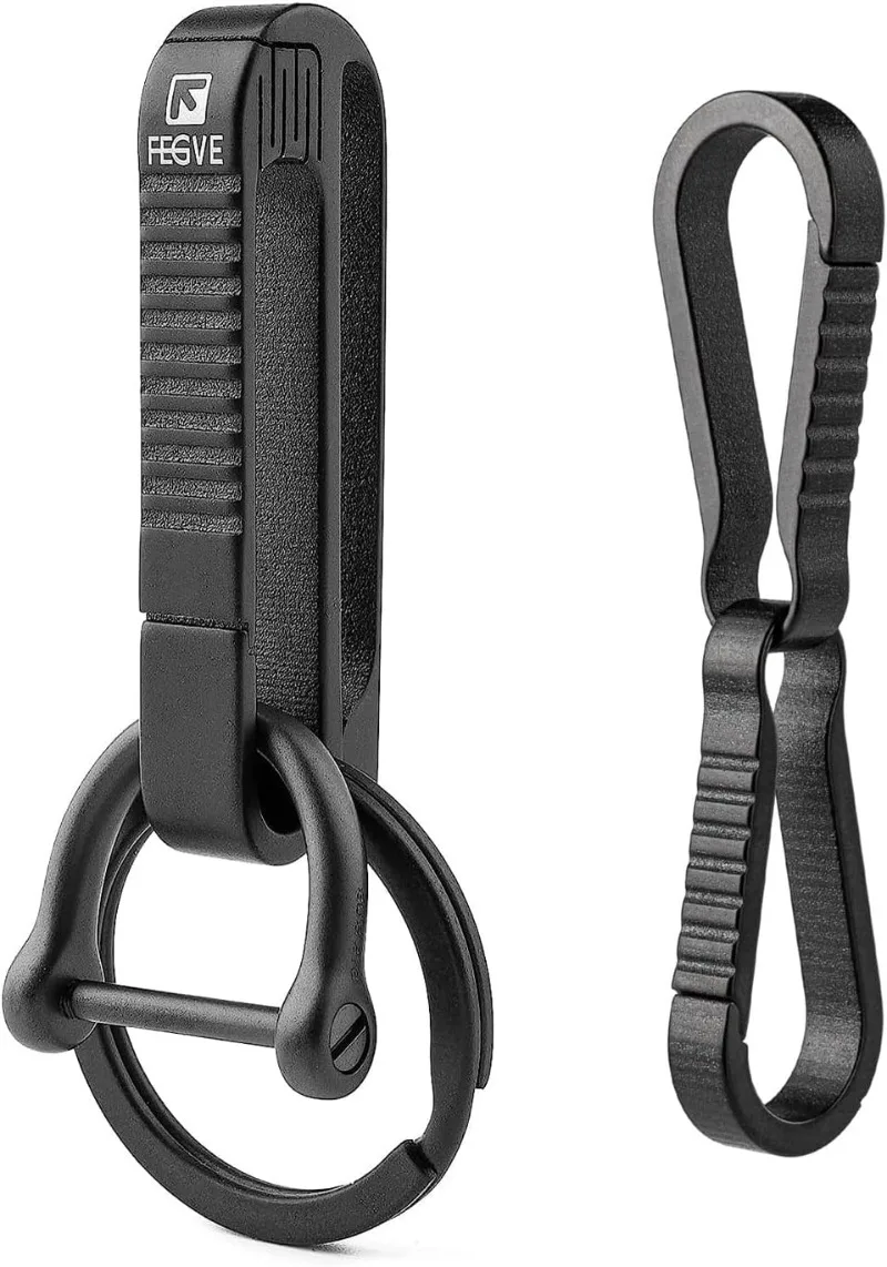 Belt Loop Keychain Clip, Titanium Key Chain Clip Hook, Heavy Duty EDC Key Holder Portable Outdoor Waist Key Hook for Men
