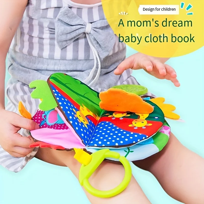 Baby Cloth Book, Cartoon Tearing Enlightenment Book, Can Gnaw Rattling Paper, Suitable for 0-3 Years Old Baby Educational Toys