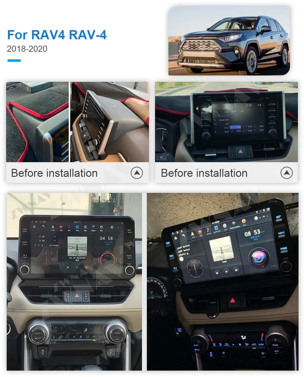 MAX-PAD HD Screen Android 9.0 Car Multimedia Player Streaming Media Unit for RAV4 RAV-4 2018 2019 2020 Car Radio Stereo Free Cam