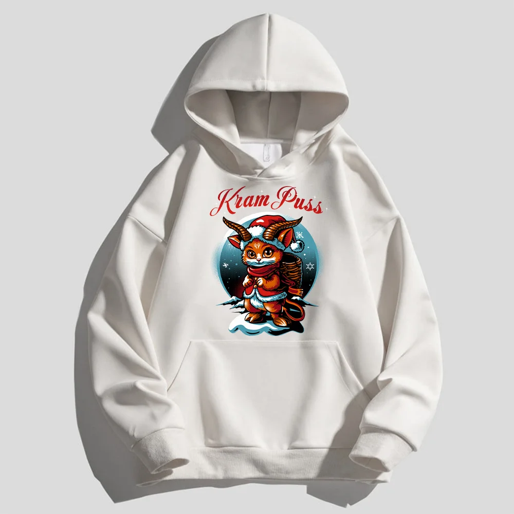 

Men's and Women's Christmas Cotton Sweatshirts Krampuss Print Christmas Themed Plush Hoodies Christmas Party Gift Tops Y2k