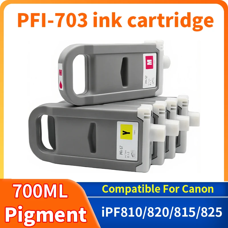 700ML PFI703 PFI-703 PFI 703 Ink Cartridge Compatible for Canon iPF 810 820 815 825 Color Printer Cartridge with Pigment Ink M Y