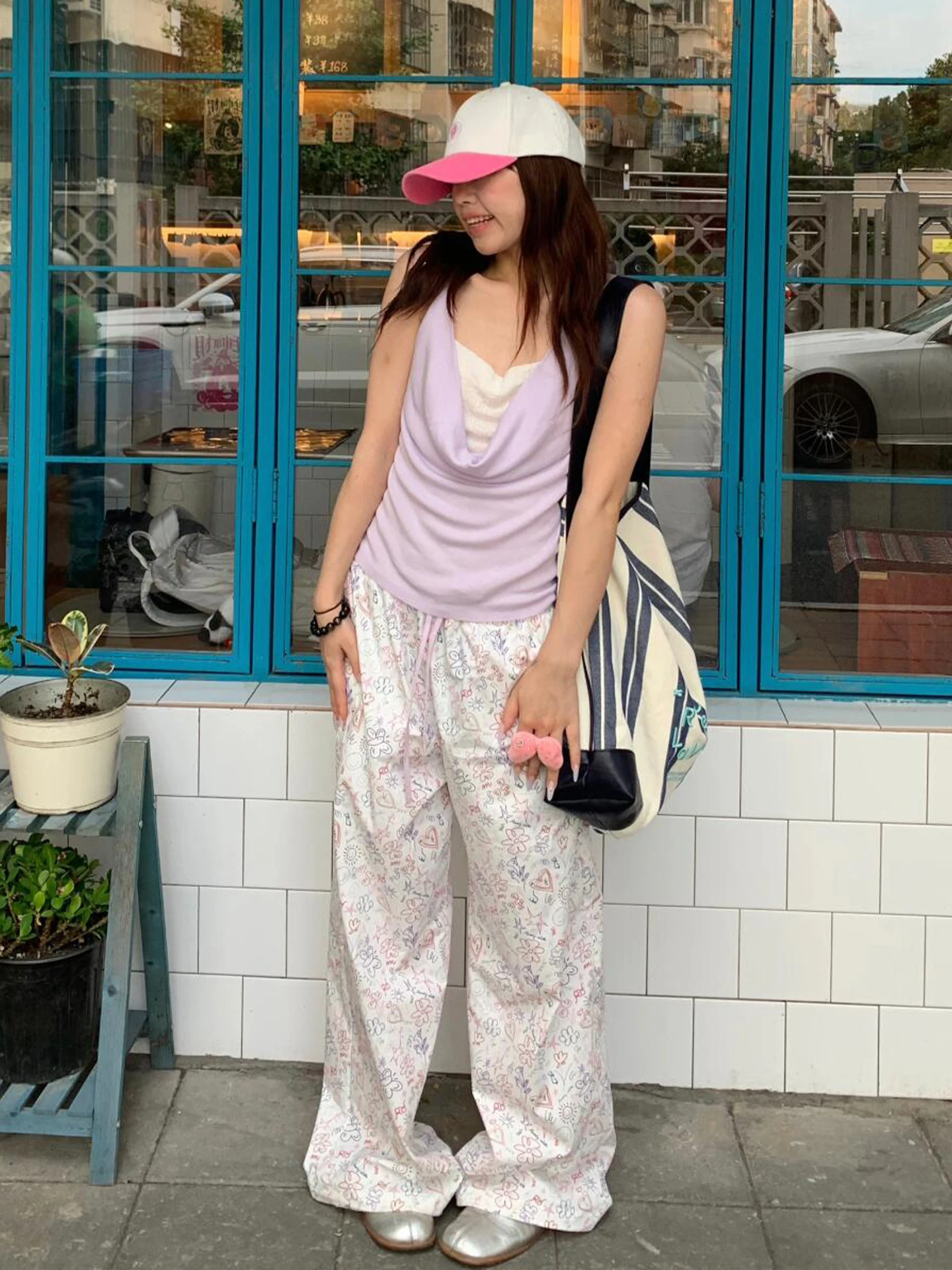 السراويل النسائية الأنيقة الربيع الشنيل الحضرية زرر البولكا جميل ثنيات شبكة بألواح الزنانير Shirred البحرية الشارع الشهير OL #2