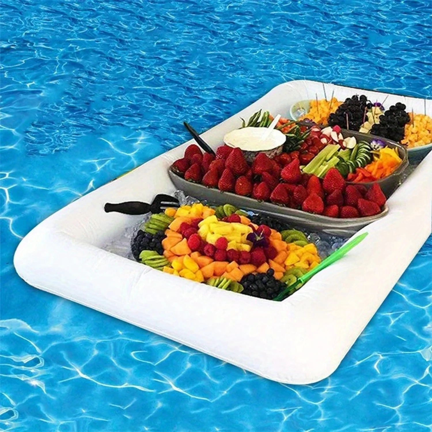 Inflatable Pool Party Beverage & Snack Holder - 1Pc, No  Needed, Perfect For Summer Fun