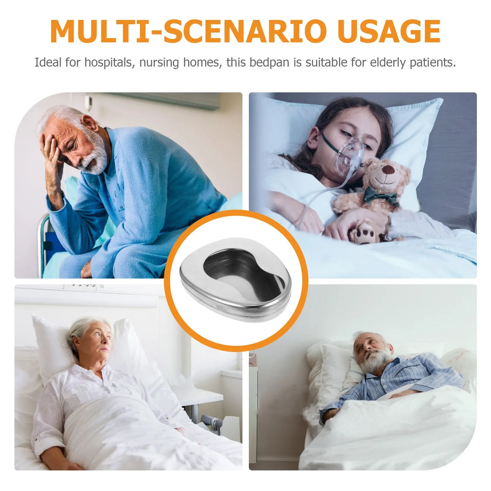 مزيل العرق الفولاذ المقاوم للصدأ Bedpan السفر ل طريح الفراش المسنين المسنين السرير النساء المحمولة Bedpan غرفة وعاء المرحاض المحمول