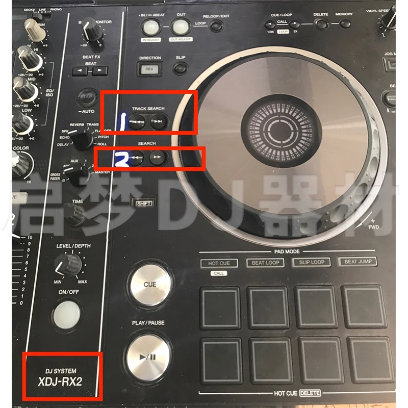XDJ-RX RX2 disc player playback pause accessory DJ controller external previous and next keys