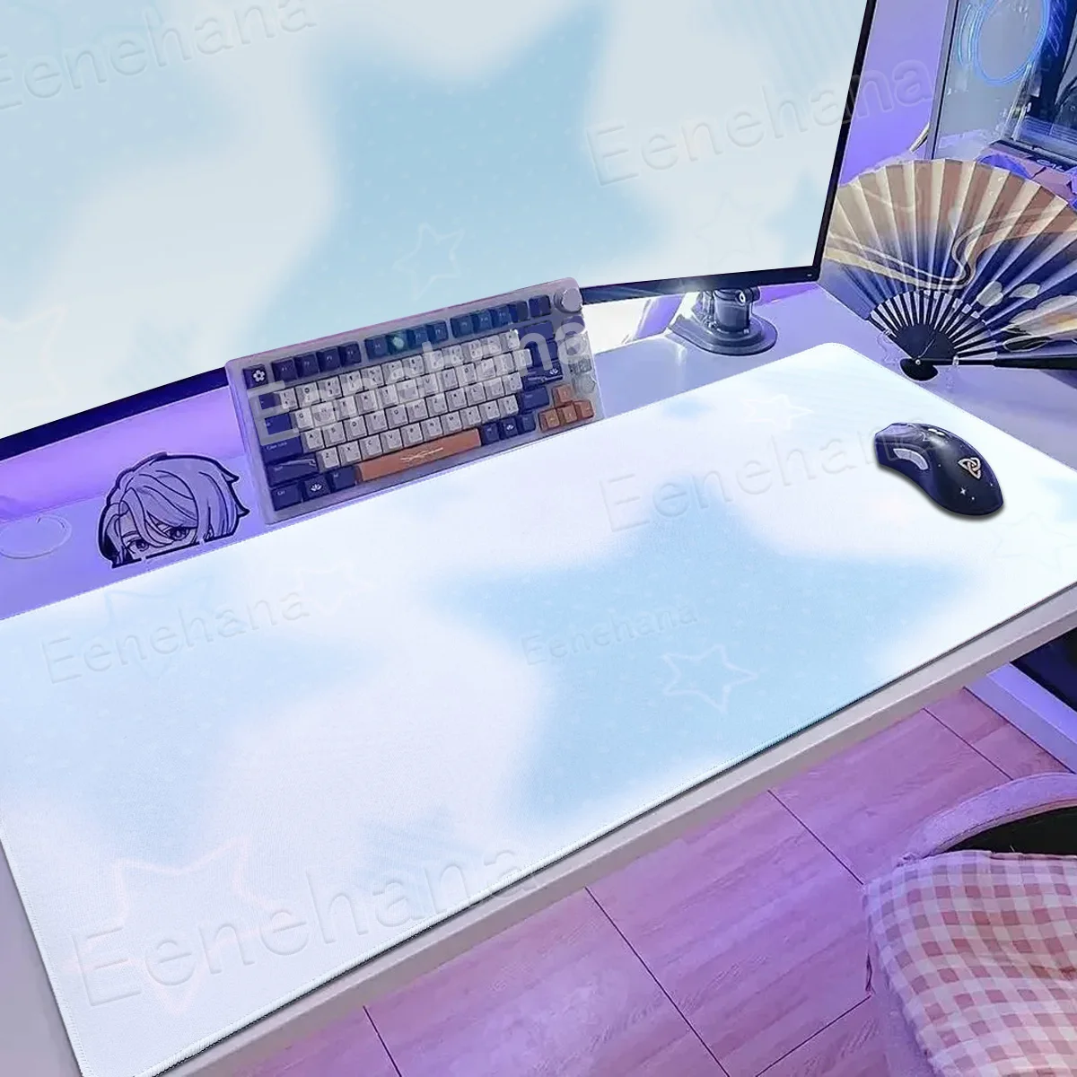 

New Bule Pink Star Mouse Pad Large PC Gaming Keyboard Extended Pads XXL 40X90CM Kawaii Accessories Simple Style Cute Table Setup