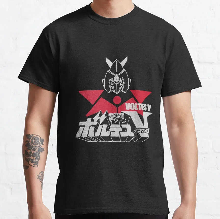 

ROBOT VOLTES V Anime Gift t shirt Japan Robot Mecha graphic tee Y2K Clothes 100% Ccotton printed clothing Large size Tops
