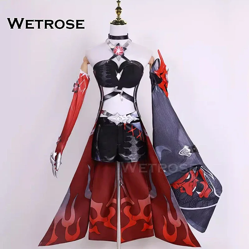 【 Wetrose 】 acheron rotes Cosplay-Kostüm ultimative Ult Honkai Star Rail Yomi Kyoden: eine Spaltung über die vorübergehende Welt Set Perücke