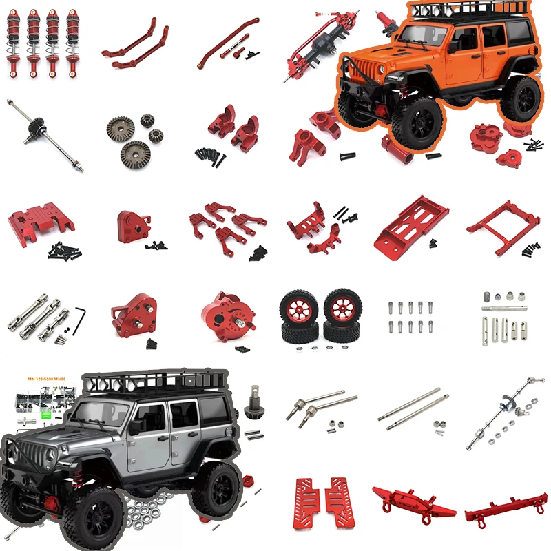 

MN128 MN86 G500 1/12 Металлические обновленные запасные части Передний задний бампер Рулевая тяга Амортизатор Корпус приводного вала Подшипники