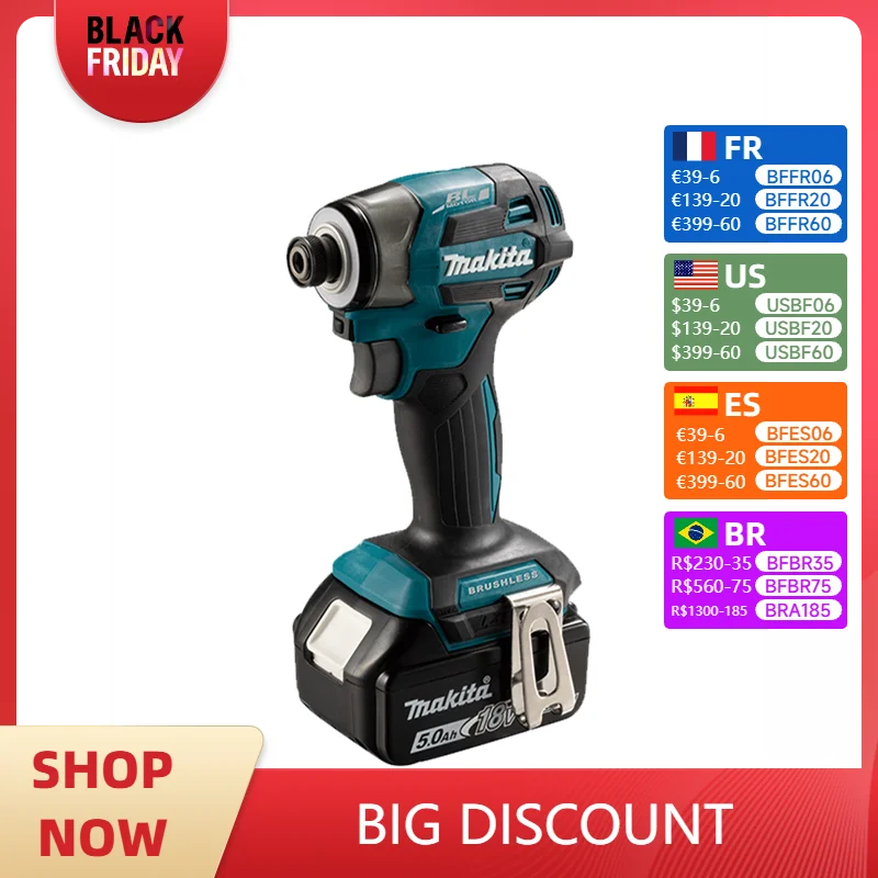 Makita DTD173 18V LXT Cordless Impact Driver BL Brushless Motor Electric Drill Wood/Bolt/T-Mode 180 N·M Rechargeable Power Tools