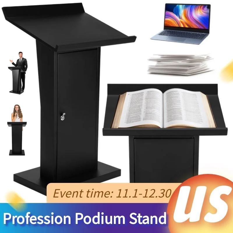 حامل منصة معدني ذو سعة كبيرة ومنبر الكنيسة بشكل طبيعي مع رف تخزين لعروض الكنيسة والمكاتب في الفصول الدراسية #2