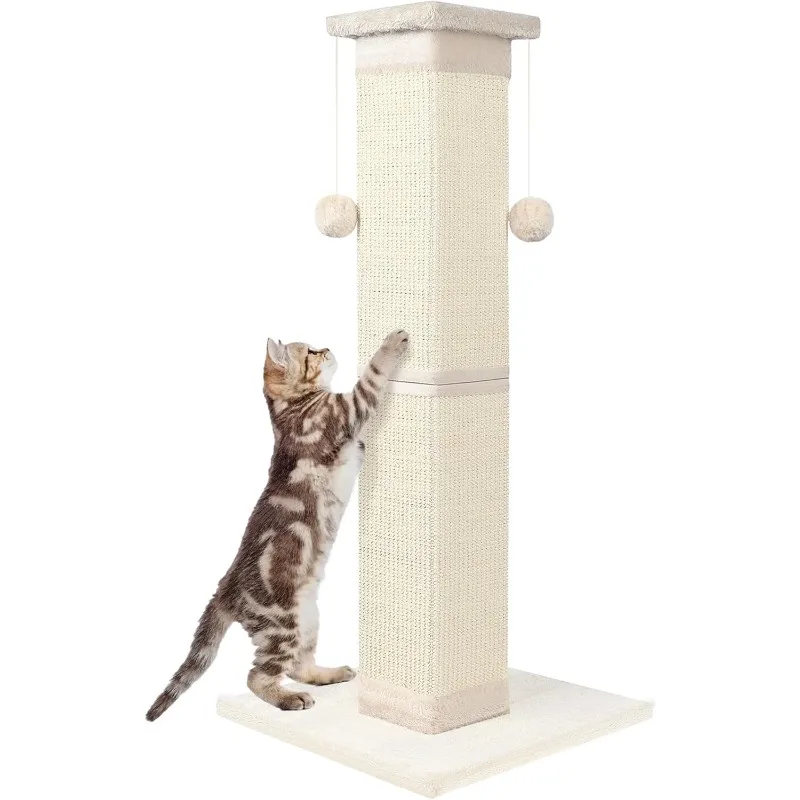 Cat Scratching Post 33 Inch Nature Sisal Cat Scratch Post  , Large Cat Scratcher Protect Your Furniture, for All Breeds