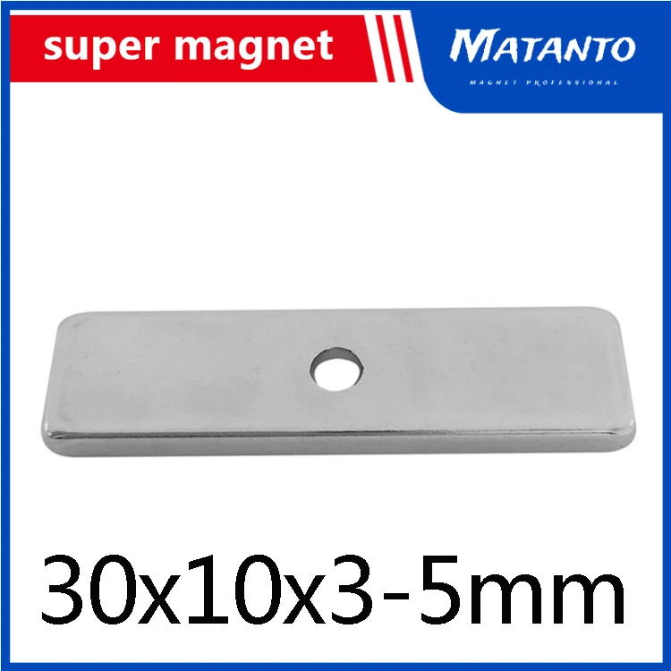 10/20/30PCS 30*10*3-5 Powerful N35 Magnets hole 5mm Small Sheet Magnet 30mmx10mmx3mm-5mm Neodymium Magnet  30x10x3-5mm