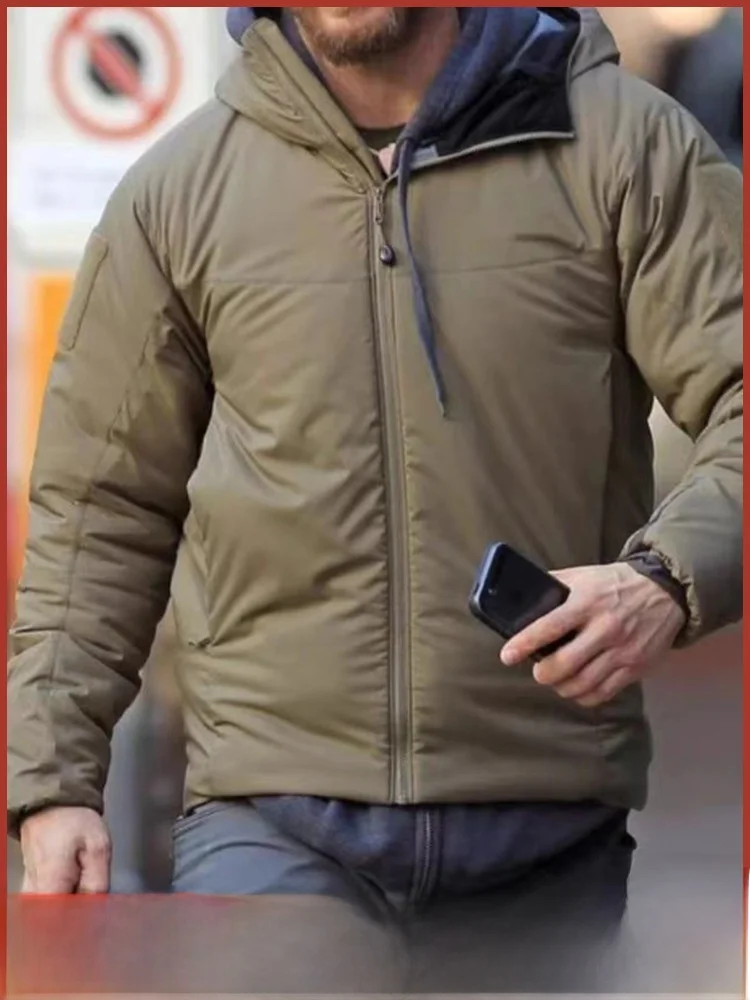 

Thiened Winter Outdoor Jaet Men's Warm Windproof Cotton Clothes Stand Fit Faion Urban Sle Zipper Decoration Nylon