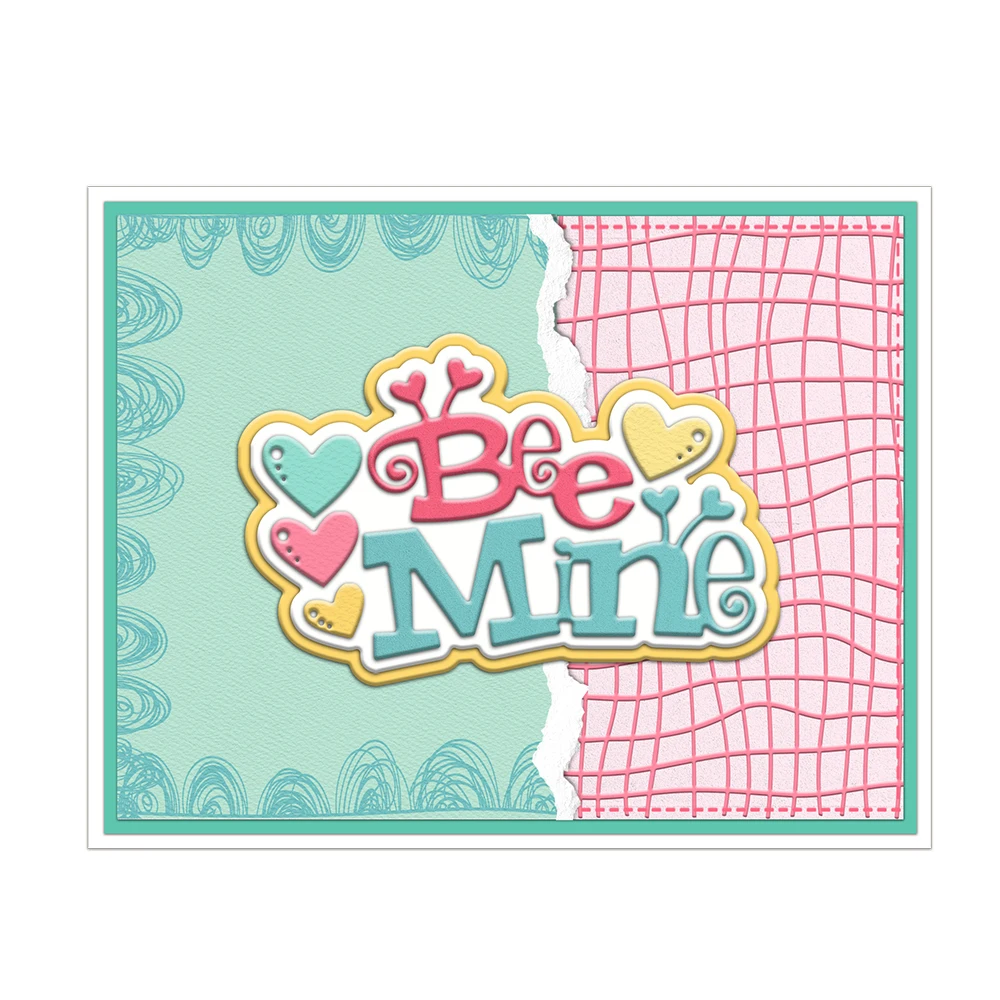 MangoCraft Bee Mine And Hearts Cutting Dies Valentine\'s DIY Scrapbooking Supplies Metal Dies Knife Mold For Cards Albums Decor