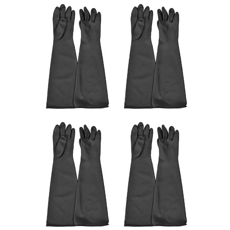HHTL 8X Explosion Gummihandschuhe zum Sandstrahlen Sandstrahler Sandstrahlschrank Sandstrahlhandschuhe Sandstrahler Teile 60 cm Schwarz