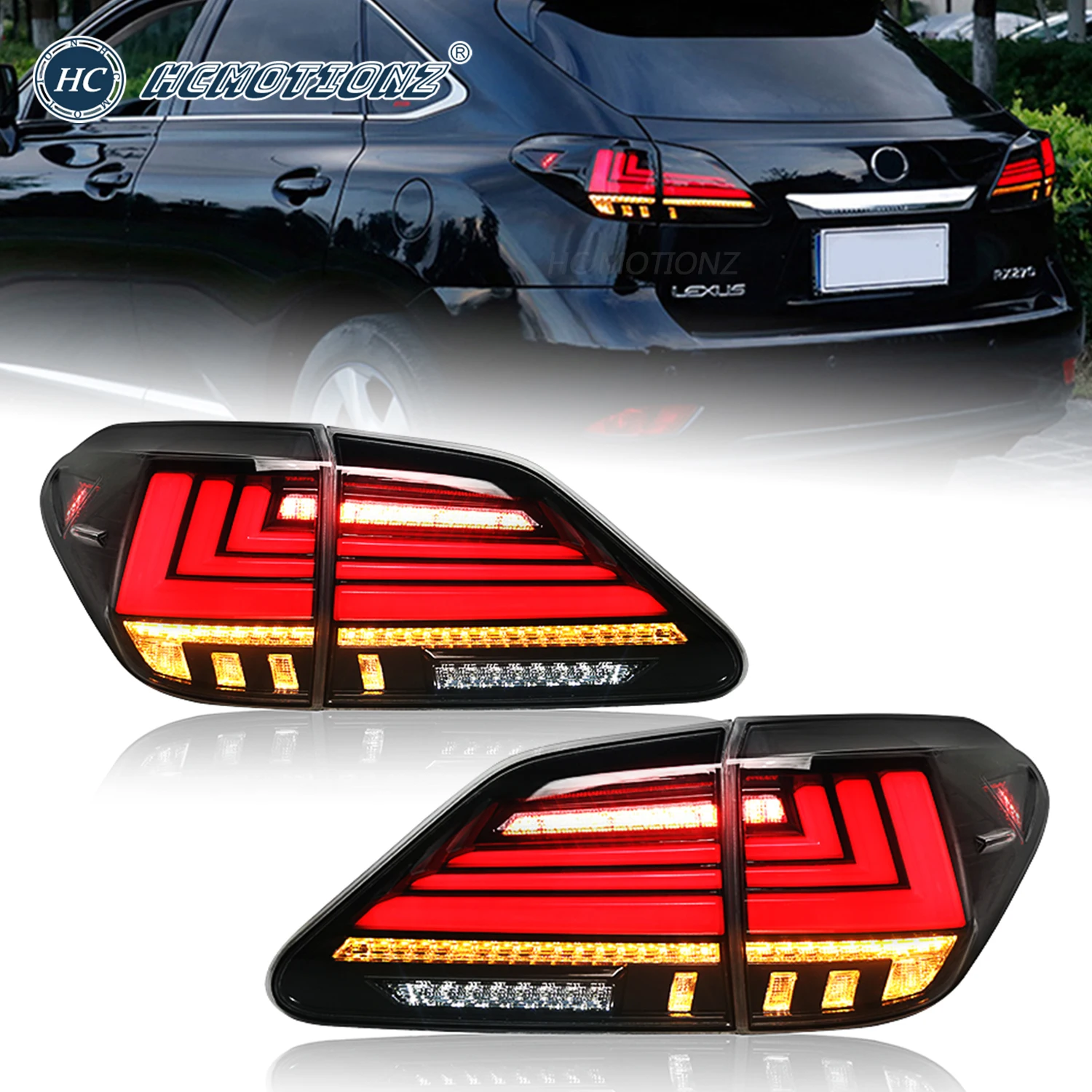 HCMOTIONZ Tail Lights for Lexus RX 2010-2015 LED Rear Lamps Assembly Accessories RX350 RX450 RX270 Lighting System