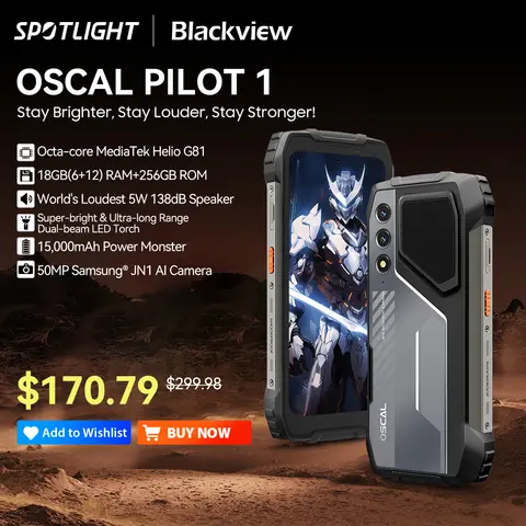 Blackview OSCAL PILOT 1 견고한 휴대폰, 6GB 256GB 스마트폰, Helio G81, 6.67 인치 디스플레이 휴대폰, 15000mAh, NFC 휴대폰