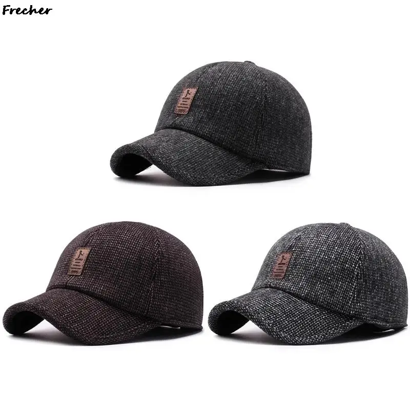 Ochrona słuchu czapki z daszkiem zimowa jesienna czapka z daszkiem utrzymuje ciepło wełniana czapka typu Snapback męska casuette Gorras na zewnątrz