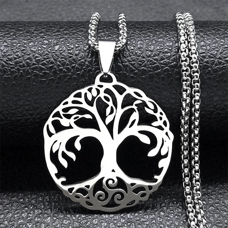 

Tree of Life Triskelion Pendant Necklace for Women/Men Stainless Steel Silver Color Celtic Necklaces Jewelry colar feminino