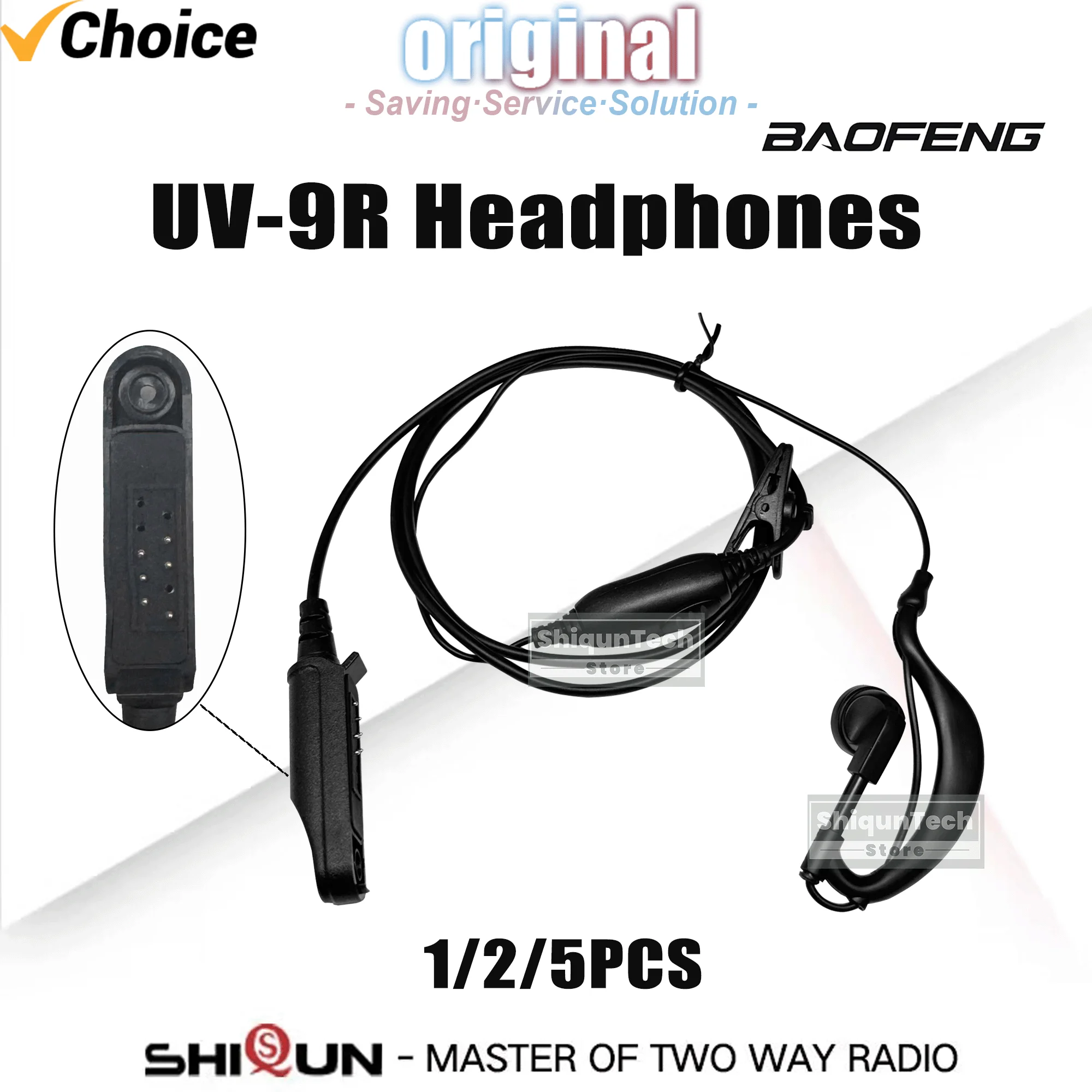 

Водонепроницаемые гарнитуры Baofeng UV-9R, подходящие для UV-9R Plus UV-68Pro Max V2 UV-XR, водонепроницаемые наушники-рации, радиодинамик