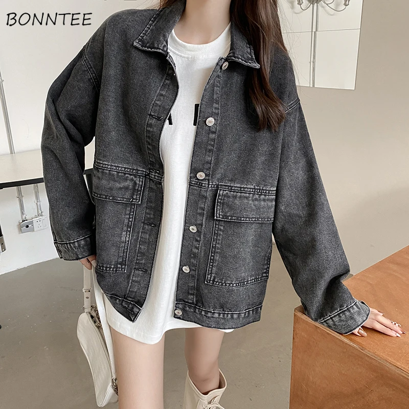 

Basic Jackets Women All-match Simple Retro Clothing Trendy High Quality Cozy Students Ulzzang Loose Streetwear New Ins Hot Sale