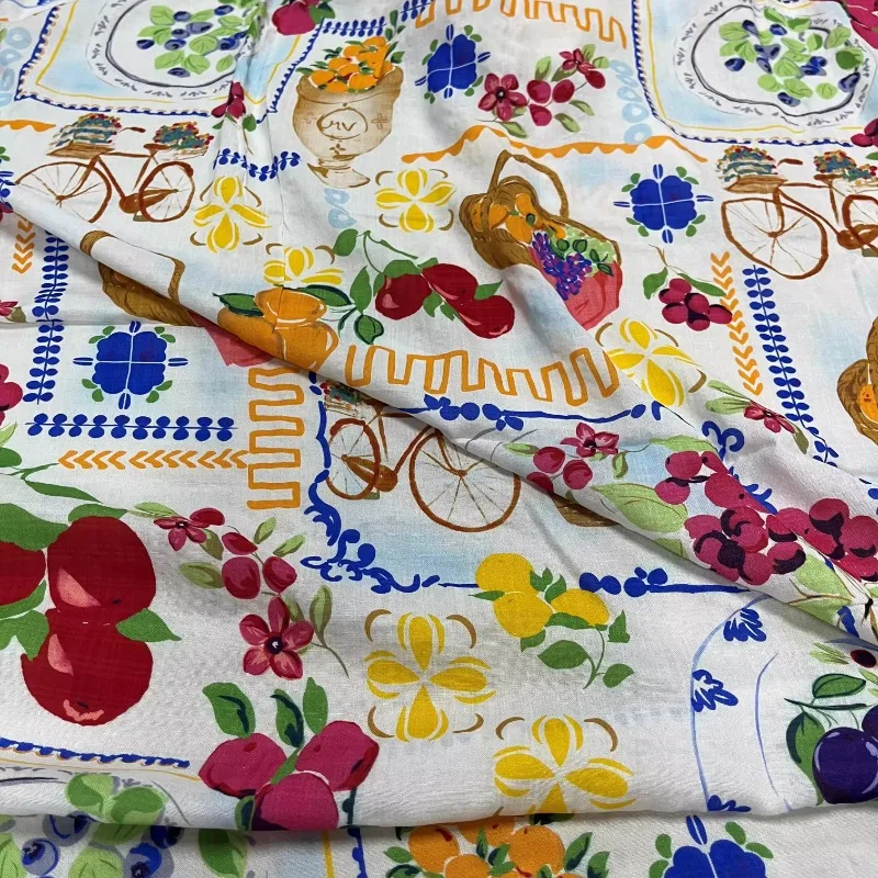 

Красочный цветной принт с принтом, легкая 100% хлопок, свежая ткань с принтом, мягкая весна-лето, сделай сам, швейный материал для одежды ручной работы