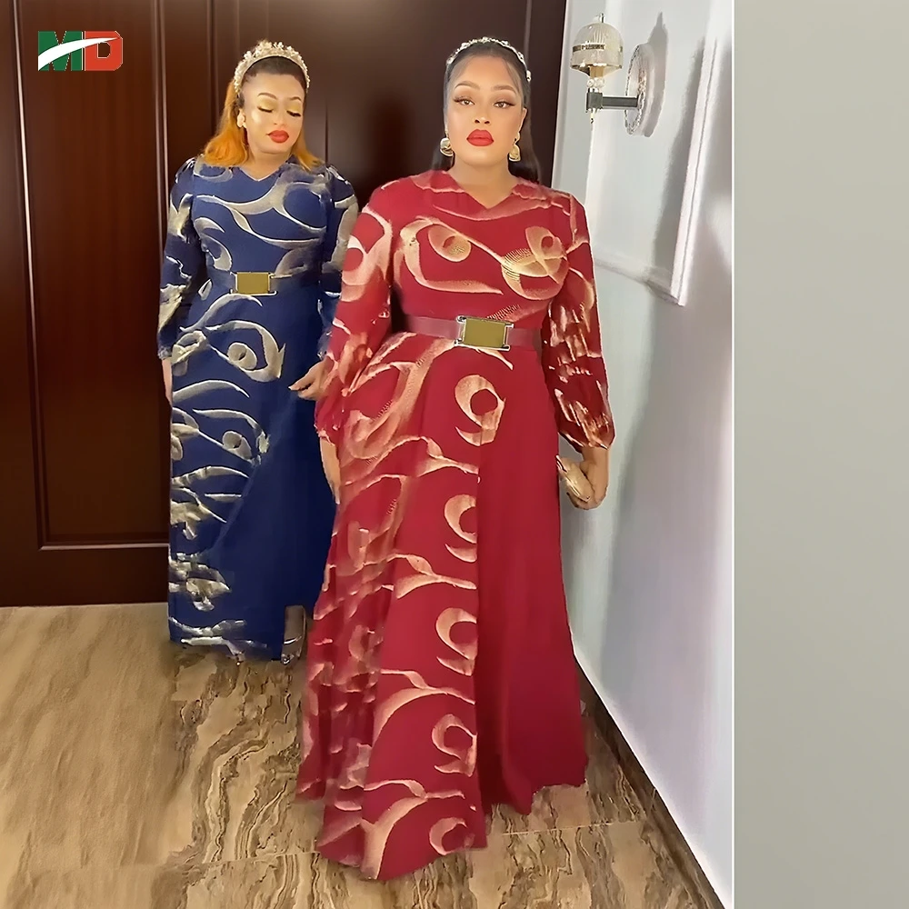 

MD Dubai African Dresses For Women 2024 Fashion Elegant Robe Muslim Abaya Dashiki Print Long Dress Plus Size Africa Clothing