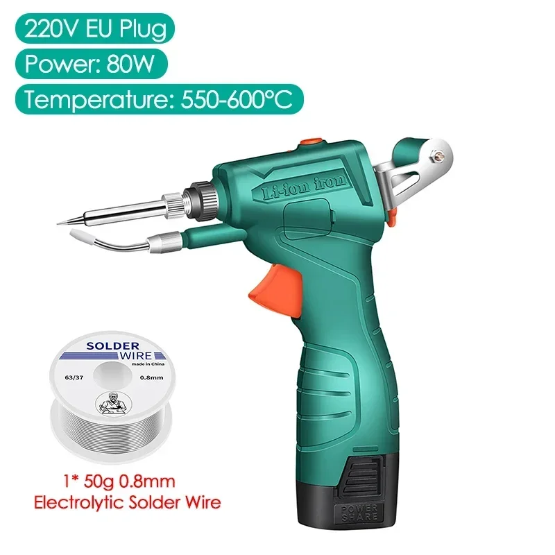 80W Hand-Held Internal Heating Electric Soldering Iron Wireless Rechargeable Automatically Send Tin Gun Welding Repair Tool