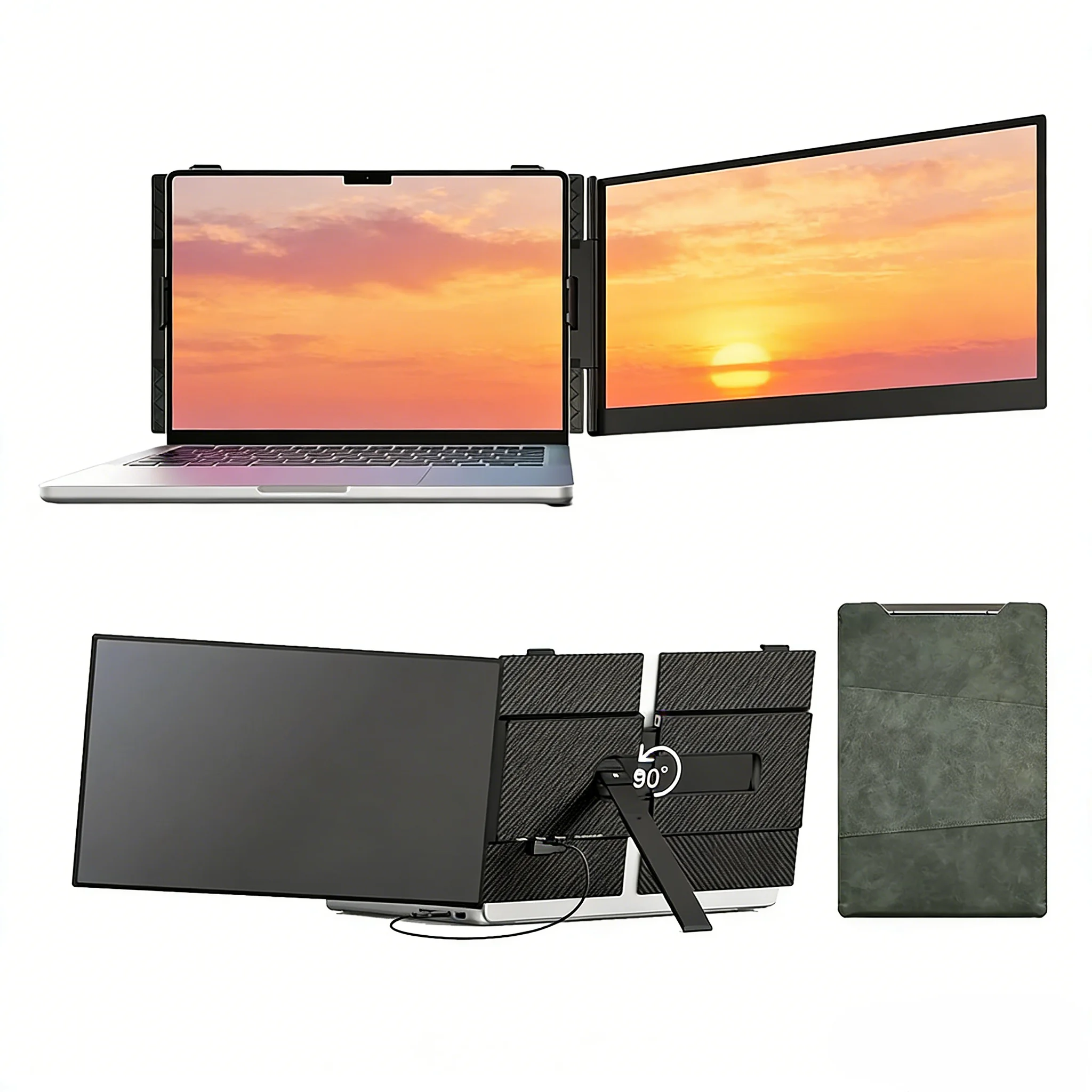 14 Inch IPS Full HD Triple Side Screen Extender Portable Type-C Second Display MacBook Windows Android PC Gaming Office