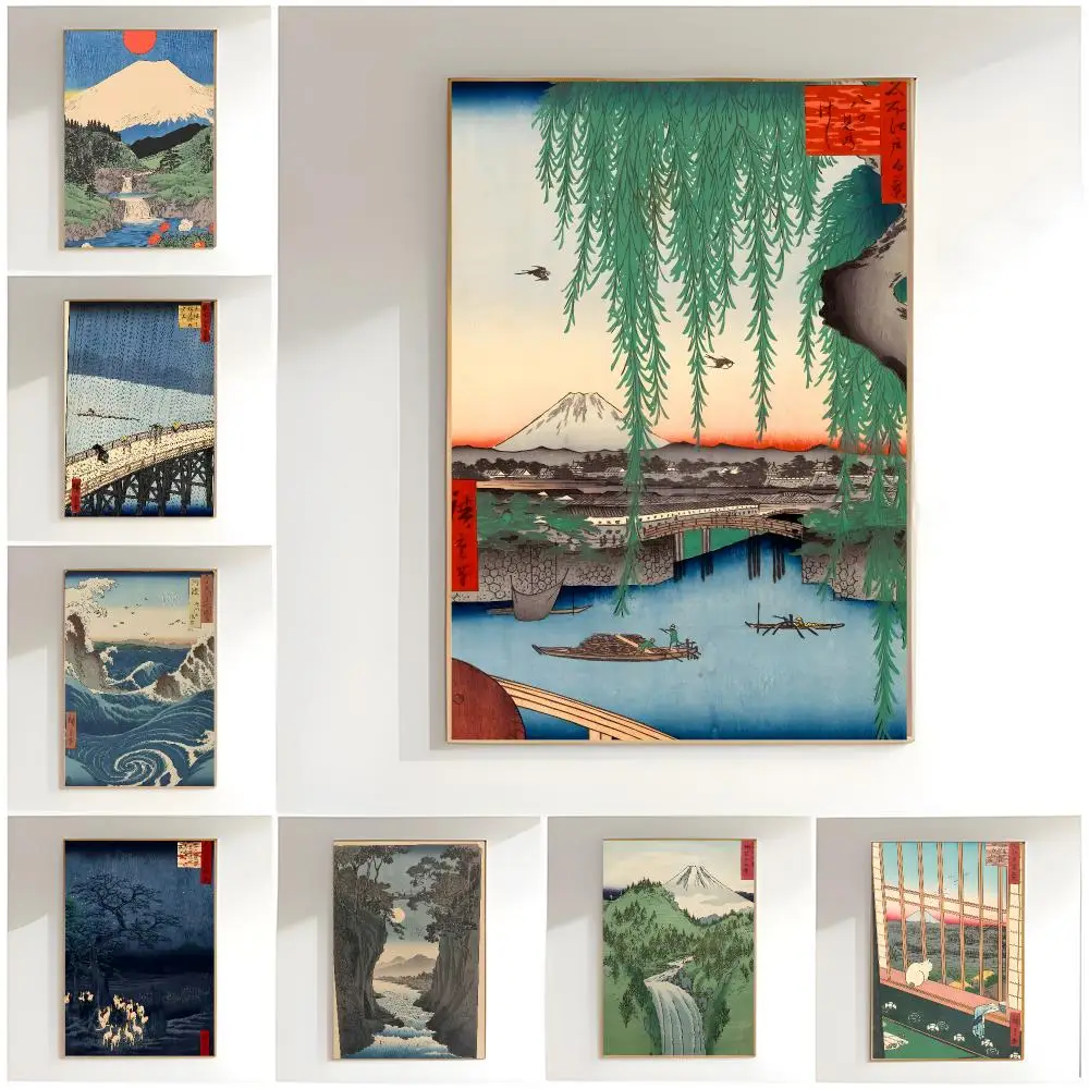 ukiyo-e painter U-Utagawa Hiroshige Poster Classic Wall Art  Home Decor  Peel and Stick Unframed