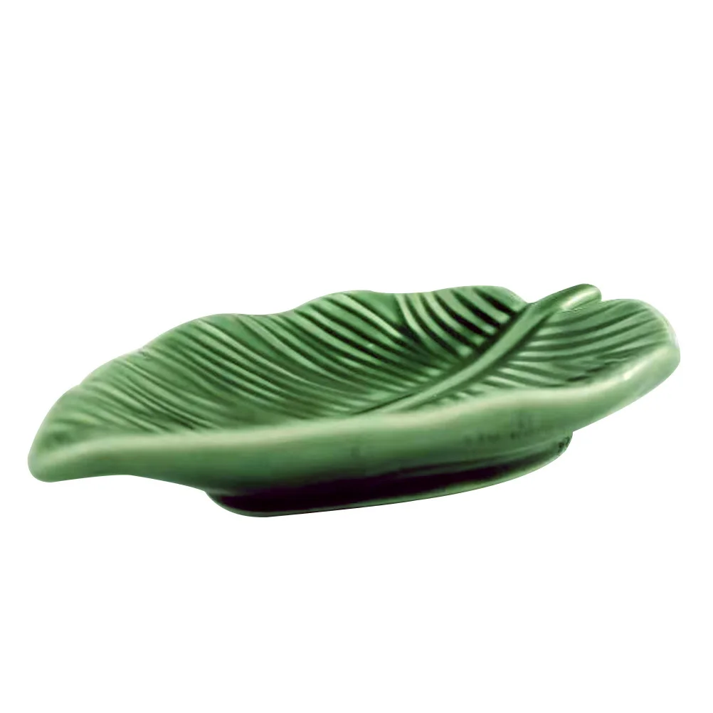 

Decorative Ceramic Green Leaf Jewelry Plate Elegant Multi-Function Ring Dish Jewelry Holder Desktop Tray Elegant Ring Dish