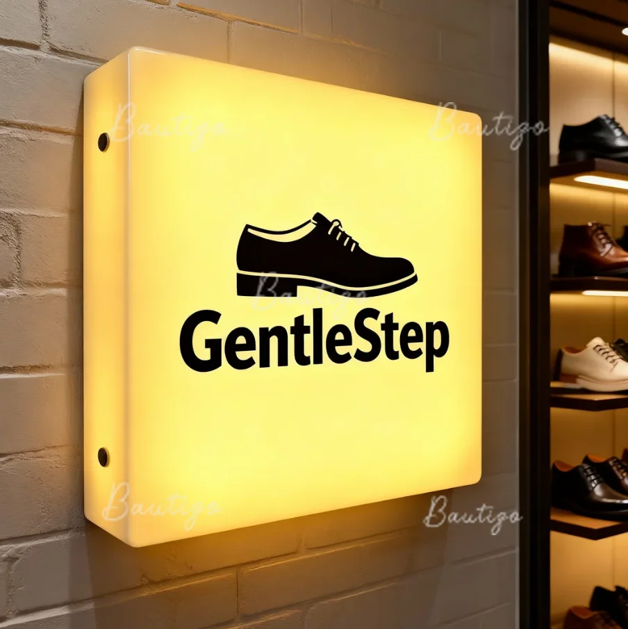 Custom Acrylic Neon Led Sign Box Logo Light Business Signboard Street Shop Signage GentleStep Personalized Door Entrance Logo