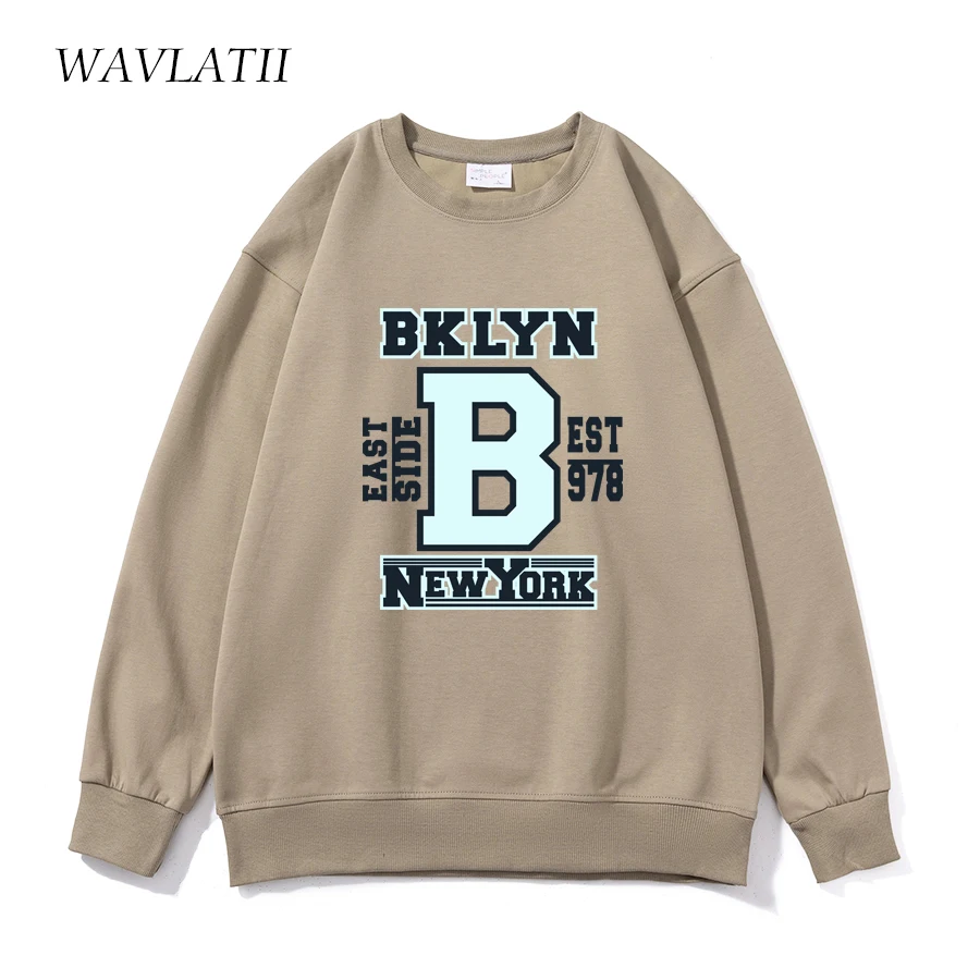 WAVLATII New Women American Style Printed Sweatshirts Female Cotton Red Soft Casual Sporty Long Sleeve Tops for Youngth WH2361