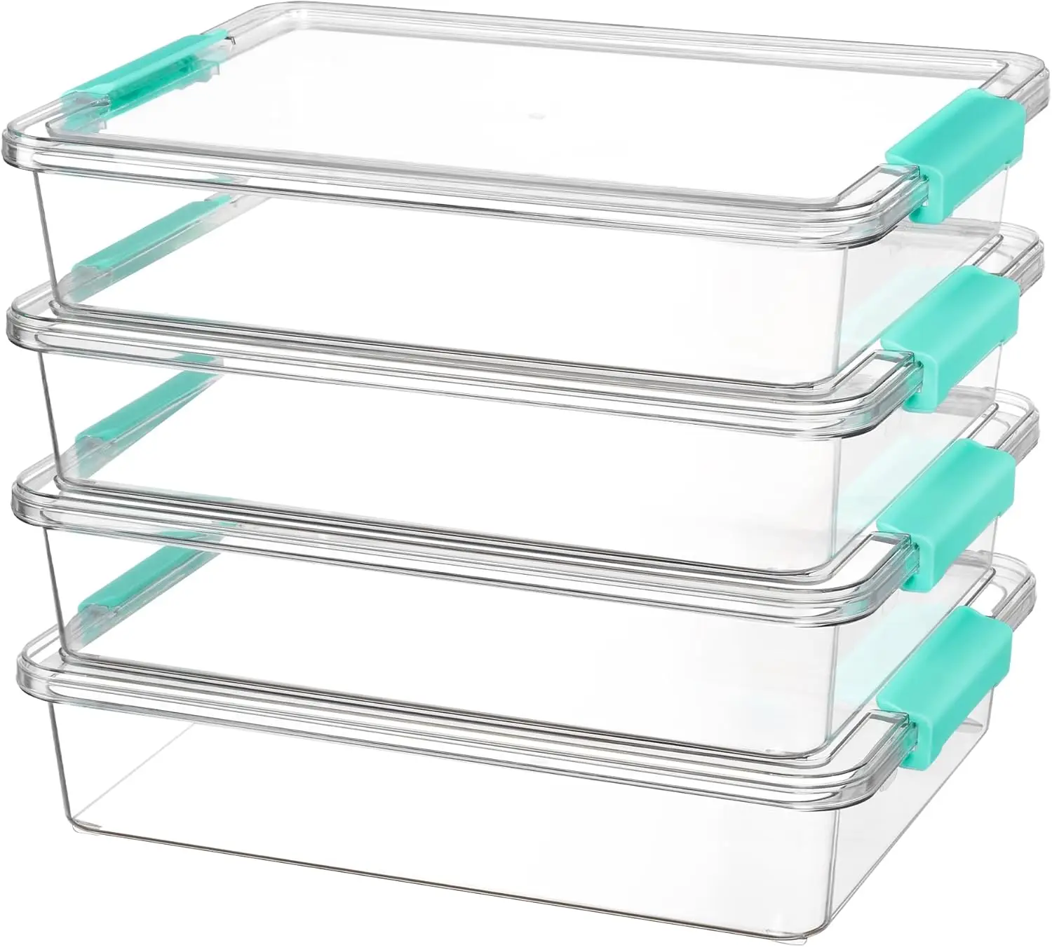

Clear Stackable Plastic Storage Bins with Lids, 6 Qt Sensory and Craft Organizers for Home Office School Supplies, 4 Pack