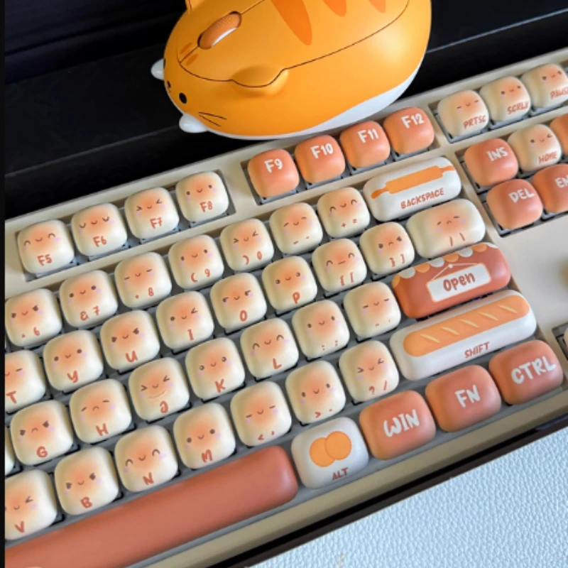 

Bluetooth Wireless Keyboard PBT Sublimation MOG Profile Cute Tri-mode Keyboard for Female Office Game Mechanical Keyboard Gift