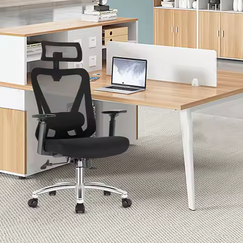Durrafy Ergonomic Office Chair, Desk Chair With Headrest, Armrests, Swivel Chairs With 90°-130° Reclining Function (Lockable)