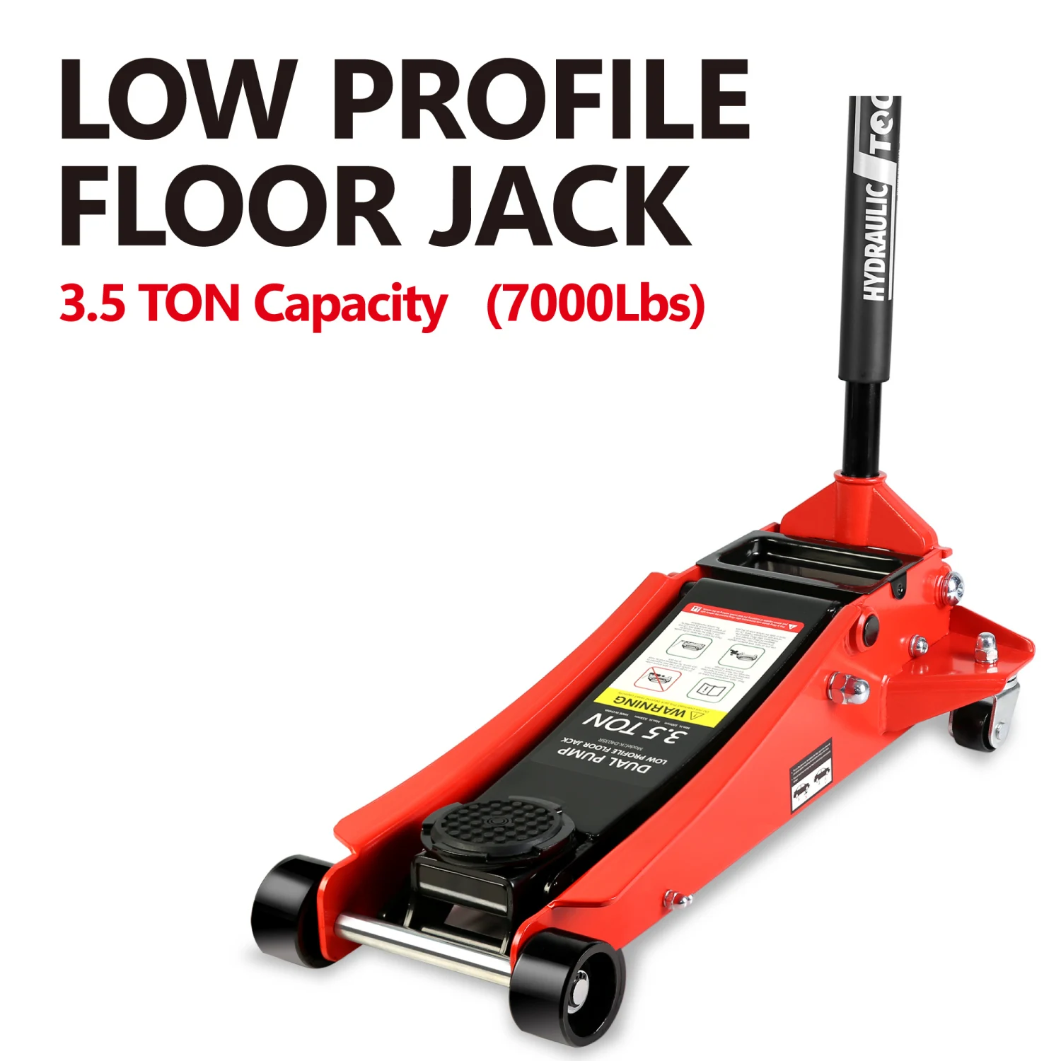 Floor Jack 3.5 Ton Low Profile Heavy-Duty Steel Racing Jack, Quick Lift Pump, Lifting Range 4