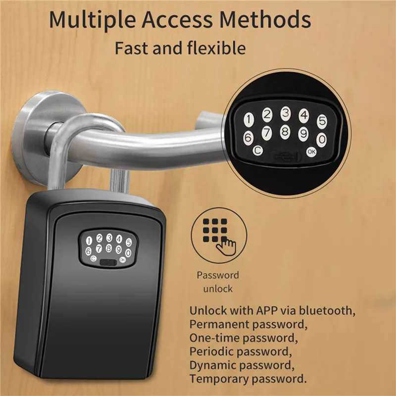 【تصقيد الأخير!】4X TUYA صندوق المفاتيح الذكي بلوتوث اقفال الصناديق تخزين الحياة الذكية App جدار جبل الأمن مضاد للسرقة اقفال الصناديق-كلمة المرور